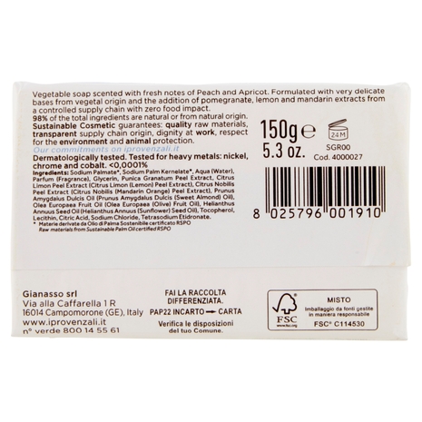I Provenzali Sapone Vegetale al profumo di Pesca e Albicocca 150 g